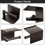 Tindbea Toilet Paper Holder with Phone Shelf, Adhesive or Screw Wall Mount Toilet Tissue Roll Holder, Rustproof & Multifunctional Stainless Steel Bathroom Storage Dispenser (Bronze)