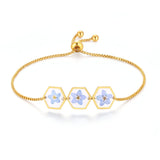 AUNTESIGN Forget-Me-Not Pressed Wildflower Bracelet | Personalized Handmade | Real Wildflowers Jewelry | Alaska State Flower Jewelry | Gold Pressed Flower Bracelet | Gift For Her