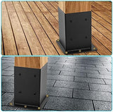 4x4 Post Base 2 Pcs, (Inner Size 3.6x3.6) Post Anchors, 13GA Thick Solid Steel & Black Powder Coated,Deck Post Brackets Support Deck Base Plate Pergola Brackets Fence Kit Mailbox Mount