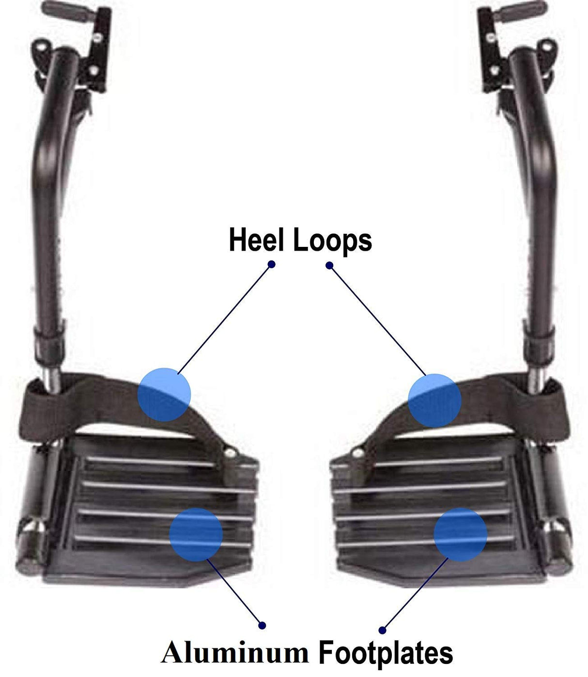 Wheelchair Swingaway Legrest Aluminum Footplates & Heel Loops (Pair) (Black)