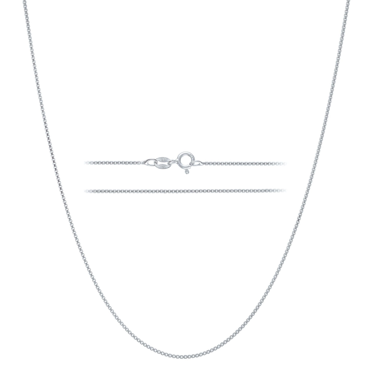 KISPER 925 Sterling Silver Box Chain Necklace for Women, 1mm Diamond Cut