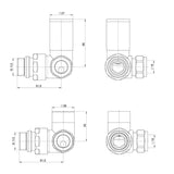 Go Bathrooms Gold Corner Radiator Valves Set of 2 Round Top Radiator Valves Central Heating Radiator Heated Towel Rail Valves Pair of 15mm 1/2 inchCorner Set Brushed Gold Finish
