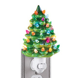 Collections Etc Ceramic Christmas Tree Night Light - 6" H, Nostalgic, Decorative Bathroom Decoration, Green