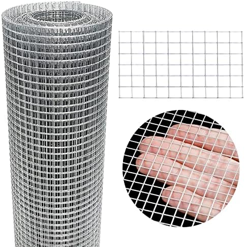 Hardware Cloth 8'' x 20' 1/4 in Galvanized Wire Mesh Roll (23 GA) Chicken Wire Fence Roll for Chicken Pen/coop Fences, Screen mesh, Rabbit/Snake Fences, Poultry enclosures, Handicraft Making, etc.