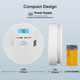 SHYEEH Smoke and Carbon Monoxide Detectors, Combination Smoke Alarm and Carbon Monoxide Detector Battery Powered, CO Detector Alarm with Sensitive Sensor, Sound Warning and LCD Display, ‎CDR-803