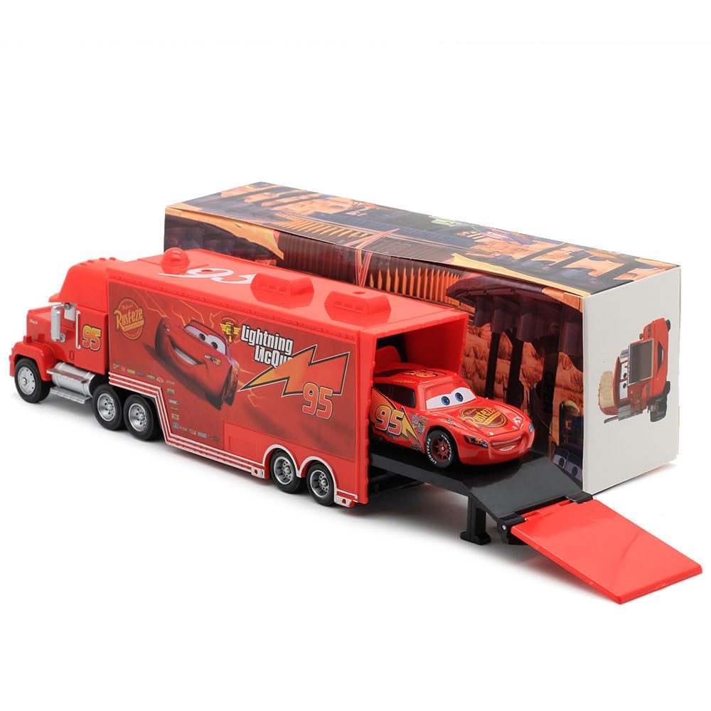 SVORUFY Car 2 3 Toys, Truck and Car Set, Movie Car, Metal and Plastic Material, Children's Christmas and Birthday Gifts (Mack Truck Uncle)