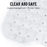 YINENN Bath and Shower Safety Mats 40x16 inch, Non Slip with Suction Cups for Bathroom Stall and Tub Floor, Extra Large and Machine Washable, Drain Holes Keep Bathtub Clean, White