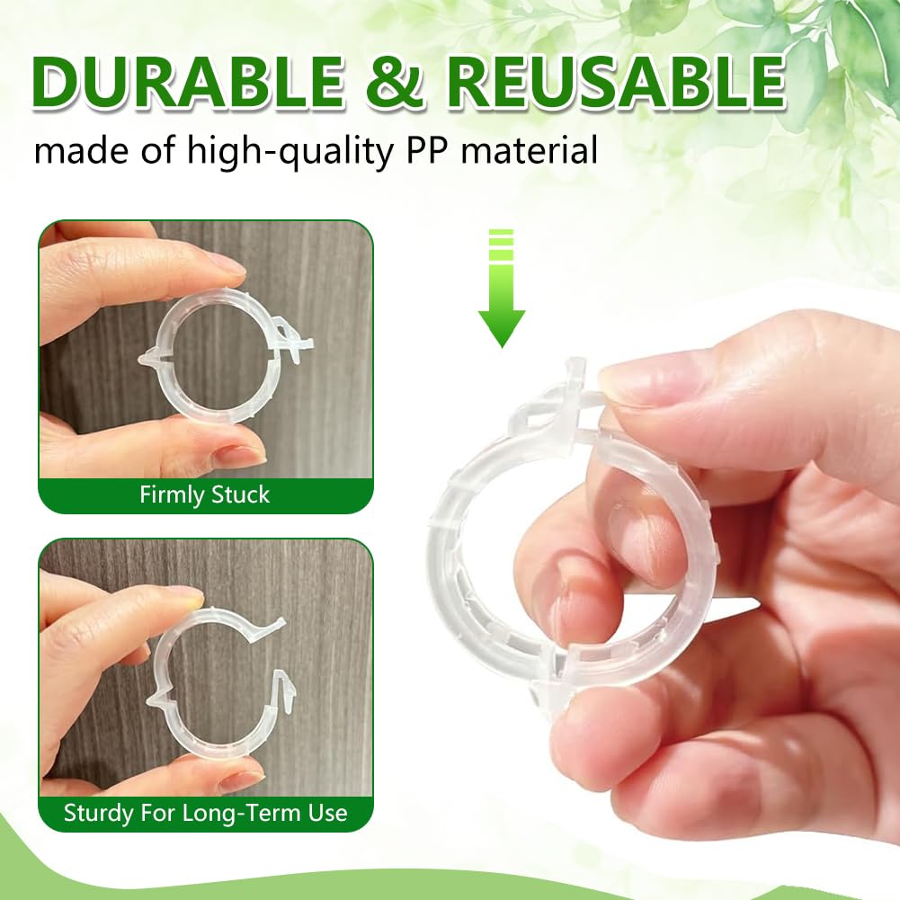 FXOICMI Plant Support Clips, Plastic Garden Fixing Clips for Climbing Plants Tomato Grape Vines, Greenhouse Garden Clips to Keep Plants Upright & Healthy (100, Green)