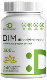 DIM Supplement 300mg, 240 Caps, 4 Months Supply | Estrogen Balance for Men & Women | Diindolylmethane Plus Black Pepper Extract for Enhanced Absorption | Hormonal & Skin Health Support