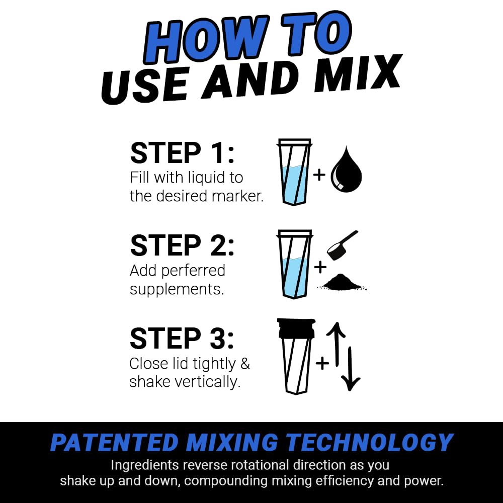 HELIMIX 2.0 Vortex Blender Shaker Bottle Holds upto 28oz | No Blending Ball or Whisk | USA Made | Portable Pre Workout Whey Protein Drink Shaker Cup | Mixes Cocktails Smoothies Shakes | Top Rack Safe