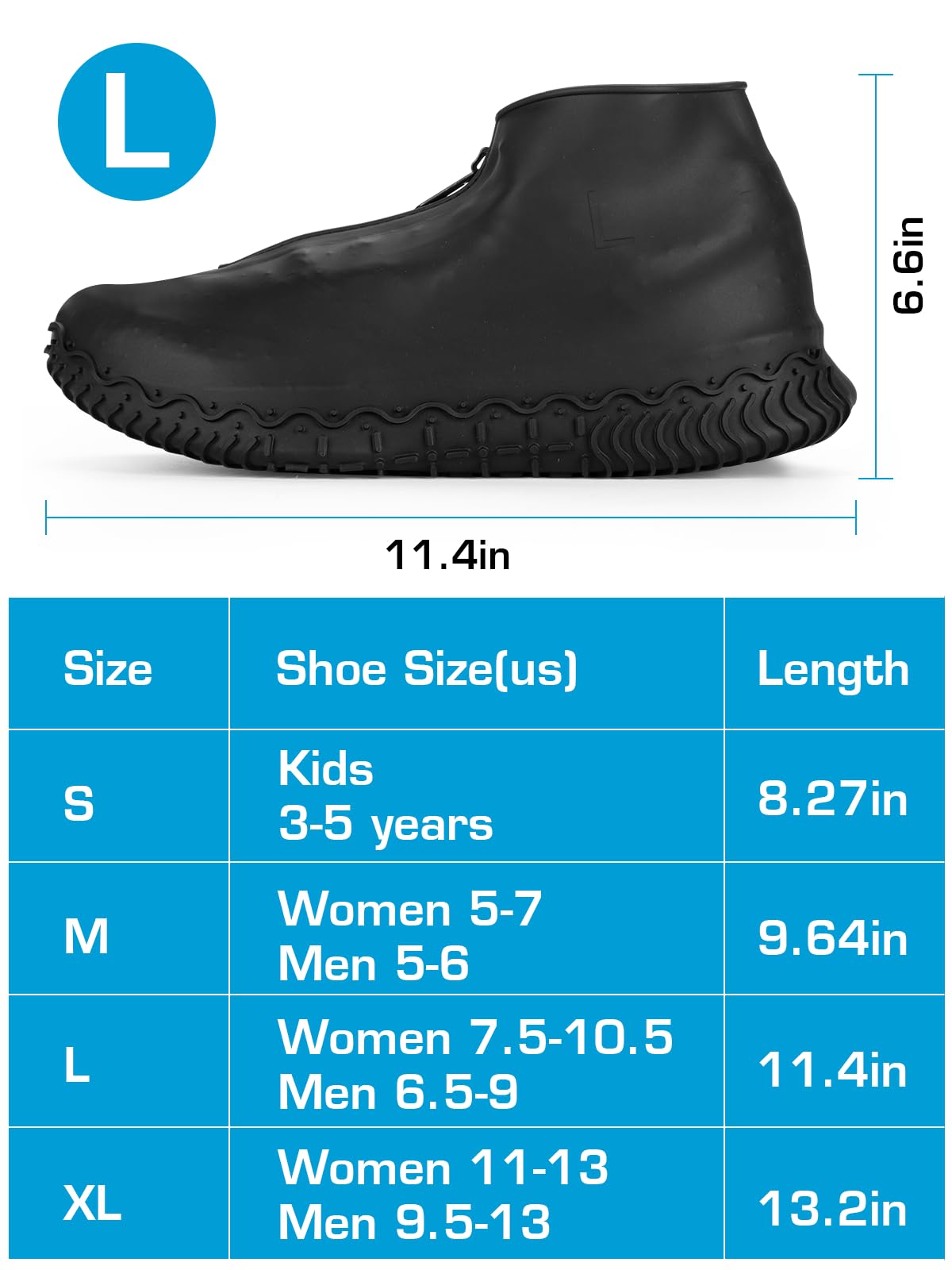 Zbyoujer Waterproof Rain Shoe Covers, Silicone Overshoes with Zipper Non-slip Galoshes for Men and Women