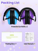 Dr.meter Noise Cancelling Headphones for Kids Adults 2 PACK, SNR27.4 Ear Protection Kids Ear Muffs, Adjustable Earmuffs for Monster Jams, Sensory Autism, Concerts, Fireworks