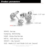 Fashion Women 925 Sterling Silver Stud Earrings Cute AAAA CZ Cubic Zirconia Little Bear Animals Stud Earrings Charming Female Fine Jewelry Gifts