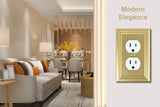 OKAWYC Single Duplex Outlet Light Switch Cover Adler Metal Wall Plate, 4-Pack Brushed Brass 1 Gang, for Receptacle Light Switch, Switch Cover Decorative Wallplate, Durable