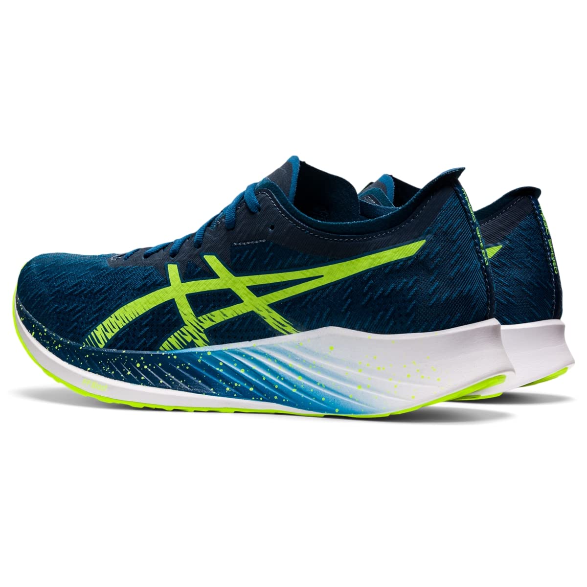 ASICS Men's Magic Speed Running Shoes, 12, MAKO Blue/Hazard Green
