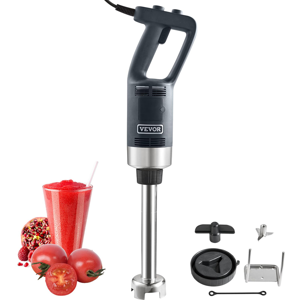 VEVOR Commercial Immersion Blender, 750W 12" Heavy Duty Hand Mixer, Variable Speed Kitchen Stick Mixer with 304 Stainless Steel Blade, Multi-Purpose Blender for Soup, Smoothie, Puree, Baby Food