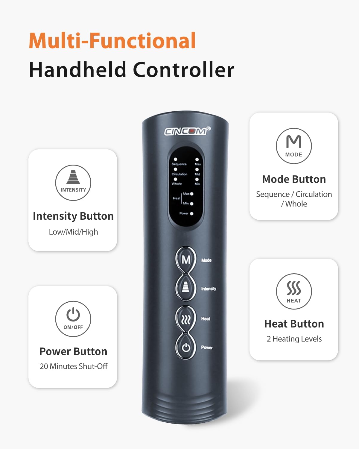 CINCOM Leg Massager with Heat and Compression, Legs Massage for Circulation and Pain Relief FSA HSA, Heating Calf Leg Air Compression Massager Help with Relief Edema RLS