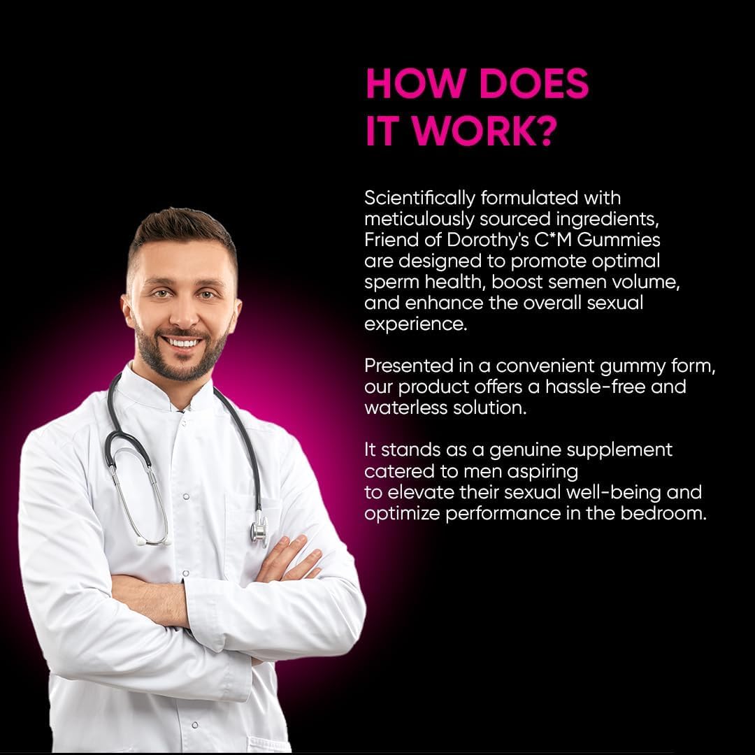 FRIEND OF DOROTHY Raspberry C*M Gummies – Improves Sperm Volume and Load – Semen Volume Supplement – 60 Capsules