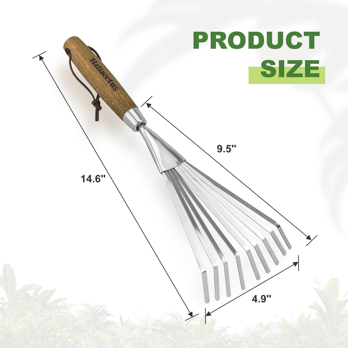 Haliaeetus Garden Hand Rake, 14.6'' Small Garden Rake for Tight Areas