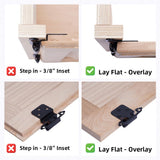 Decobasics 1/2" Overlay Matte Black Cabinet Hinges (10 Pair -20 Pcs) Self Closing Bath & Kitchen Cabinet Hinges Black Flush Mount w/Door Bumpers & Upgraded Screws