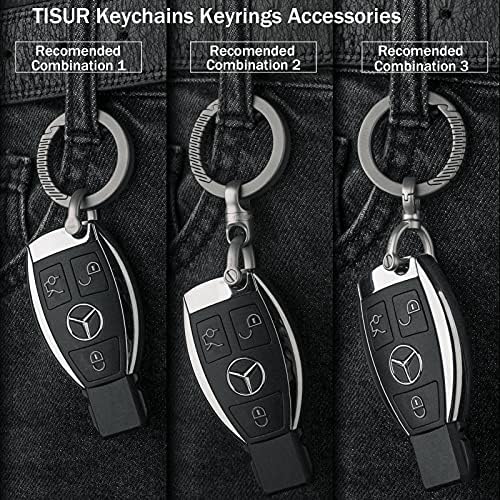 TISUR Titanium Round Carabiner Clip, Spring Hook Key Chain Ring, Small Keyring Carabiner with D-Ring for Car Keys