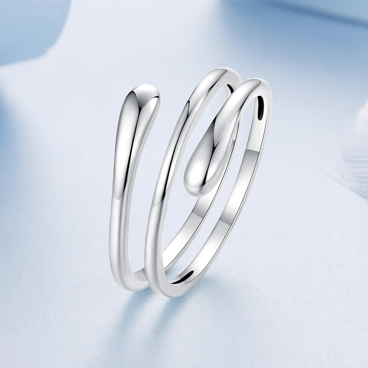MUNDELL 925 Sterling Silver Simple Multi-layer Open Ring Adjustable Ring for Women Stackable Ring Fine Jewelry