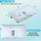 USlixury Piercing Pillow - Large Ear Piercing Pillow with Foam Plug, 4''H Ear Pilow with 5.1*3.2 and Off Center Earr Hole, Soft CertiPUR-US Memory Foam Pirecing Pilow for Side Sleepers, Cooling Sleep