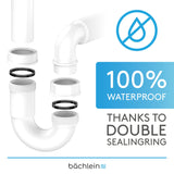 Bächlein Flexible Tubular Siphon for Kitchen Sink - Odour Trap with Double Appliance Connection - Siphon for The Kitchen Sink