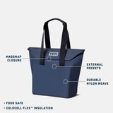 YETI Daytrip 20L Insulated Soft Cooler Tote Bag, ColdCell Flex Insulation, MagSnap Closure, External Pockets, Food Safe Lining, Classic Navy