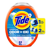 Tide Ultra OXI Power PODS with Odor Eliminators Laundry Detergent Pacs 63 Count For Visible and Invisible Dirt