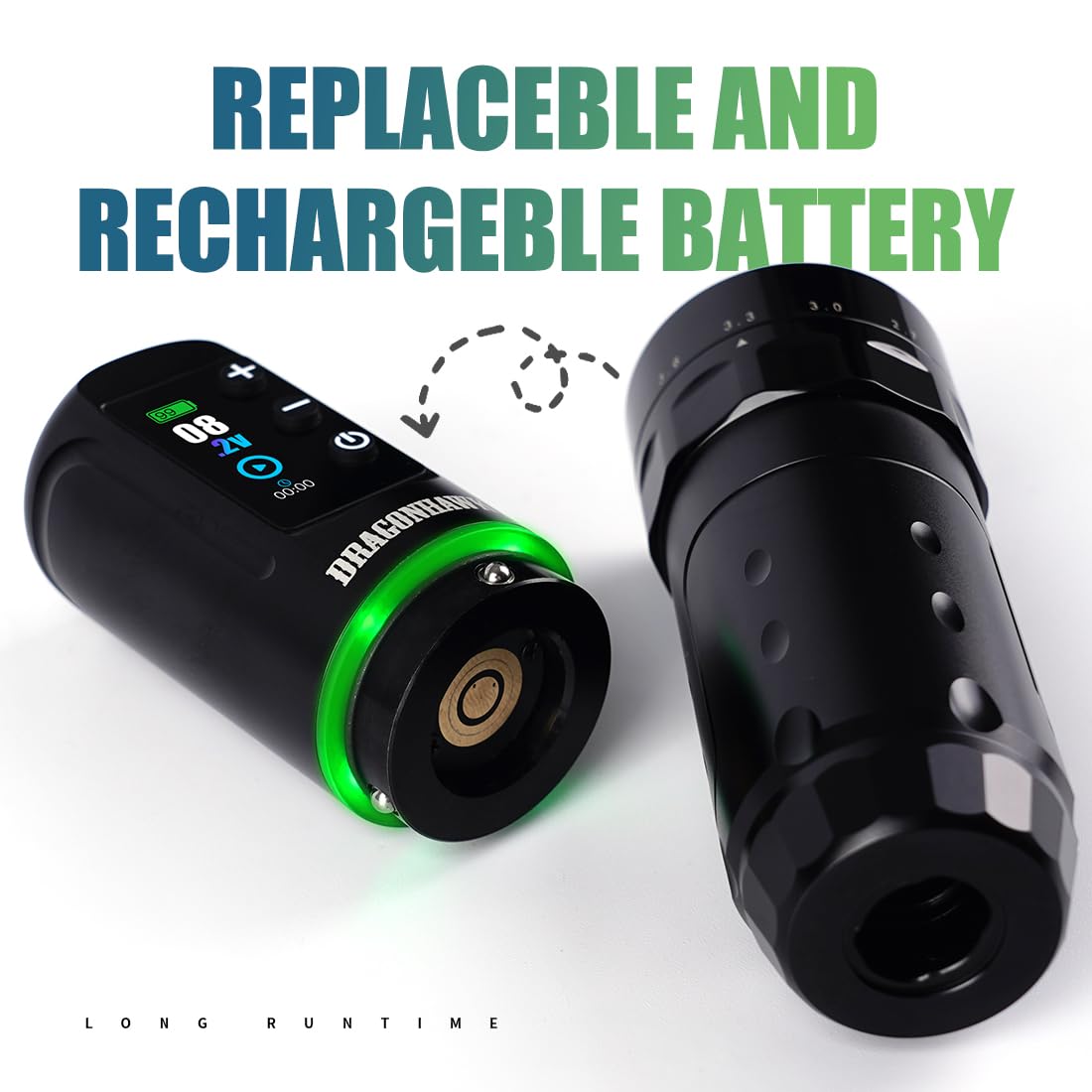 Dragonhawk Tattoo Kit, L3 Cordless/Cord Complete Tattoo Gun Rotary Pen Machine Kit, 2 Batteries, Power Supply with Extra Battery Rca Jack Part for Pro Artists