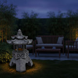 YLSMILE Solar Pagoda Lantern Garden Statue: Japanese Zen Lantern Garden Decor-LED Figurine Lamp Pagoda Statue Figurine for Home Table Outdoor Decor