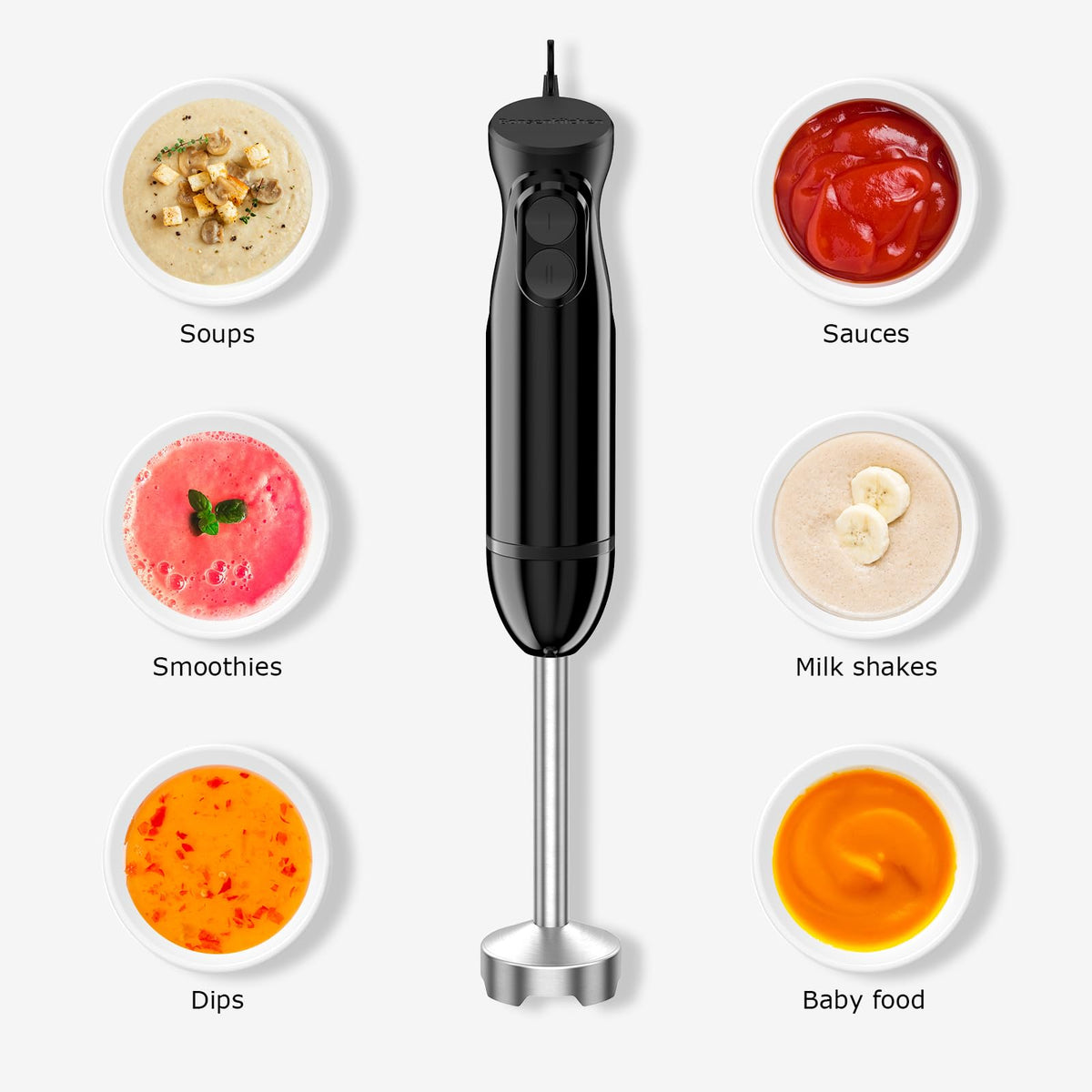 Bonsenkitchen Immersion Hand Blender, Smoothie, Puree, Baby Food