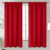 BGment Red Blackout Curtains 63 Inches Long for Bedroom - Thermal Insulated Drapes with Rod Pocket Room Darkening Christmas Decorative for Living Room, 42 x 63 Inch, 2 Panels