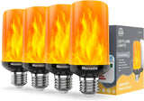 Morsatie 【Upgraded Flame LED Flame Light Bulbs, 4-Mode Flickering Light Bulbs with Upside Down Effect, E26 Fire Light Bulb for Halloween Christmas Party Porch Patio Indoor Outdoor Decoration, 4 Pack