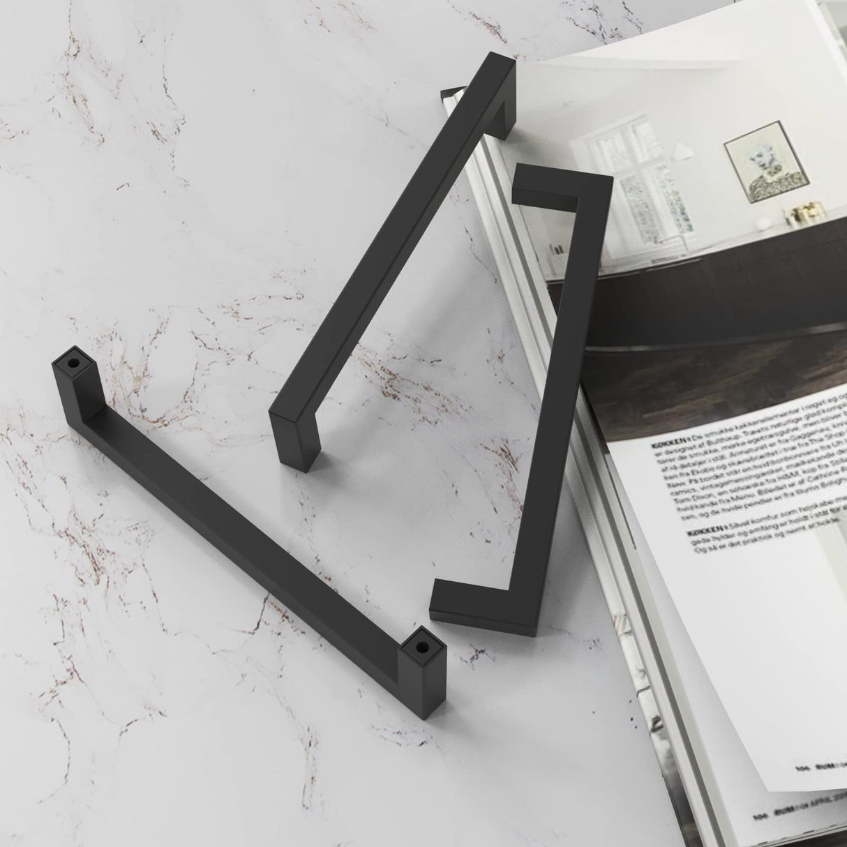 NISUOIEN 30 Pack 5 inch(128mm) Center to Center Matte Black Cabinet Pulls Stainless Steel Kitchen Cabinet Handles - Square Dresser Handles Drawer Pulls