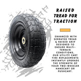 10-Inch Solid Replacement Tire and Wheel 4.10/3.50-4" - Flat Free Tires for Cart, Dolly, Hand Truck, Generator, Lawnmower, Garden Wagon with 5/8” Axle Bore Hole - Double Sealed Bearings (2)