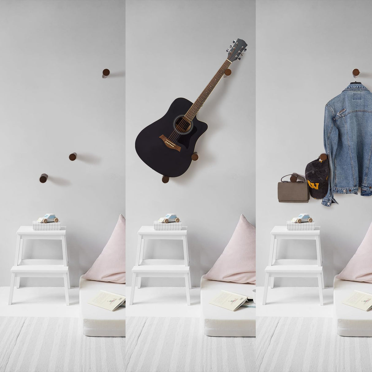 DAZZLIFE Acoustic Horizontal Guitar Hangers for Wall Wooden Wall Mount (Brown)