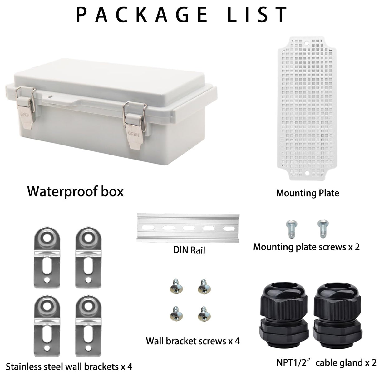 YETLEBOX Outdoor Waterproof Electrical Box Junction Box Weatherproof IP67 ABS Plastic Enclosure Switch Router Project Box Electronics Enclosure With Mounting Plate Wall Bracket Grey 7.9" x 3.9" x 2.8"