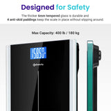 Etekcity Bathroom Scale for Body Weight, Highly Accurate Digital Electronic Weighing Machine for People, LCD Display, Large Size, 6mm Tempered Glass for Safe Home Use, Batteries Included, 400 lbs