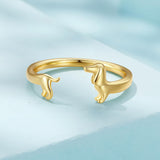 MUNDELL Cute Dachshund Rings 14K Gold Plated Puppy Dog Rings for Women Animal Rings Stacking Ring Statement Ring