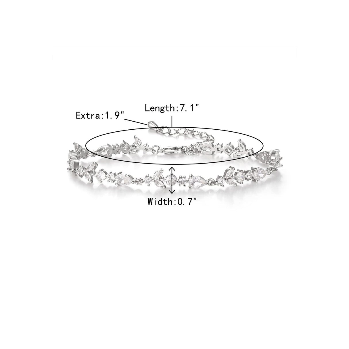 Crysdue Teardrop Marquise CZ Tennis Bracelets Wedding Bridal Jewelry Clear