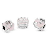 PANDORA Pink Travel Bag Charm - Compatible with PANDORA Moments - Jewelry for Women - Made with Sterling Silver & Enamel - Gift with Gift Box