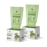 SUPERBIO 2.6 Gallon Flat Top Compostable Food Waste Bags, 100 Count, 2 Pack,9.84L, Food Scrap Bags, BPI Certified and OK compost INDUSTRIAL