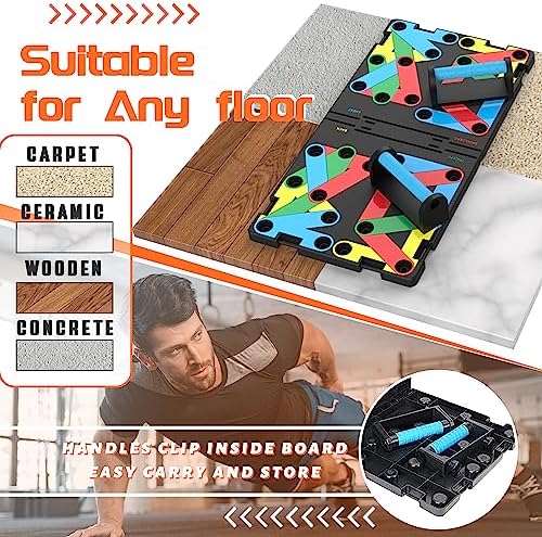 Solid Push Up Board 15 in 1 Home Workout Equipment Multi-Functional Pushup Stands System Fitness Floor Chest Muscle Exercise Professional Equipment Burn Fat Strength Training Arm Men & Women Weights