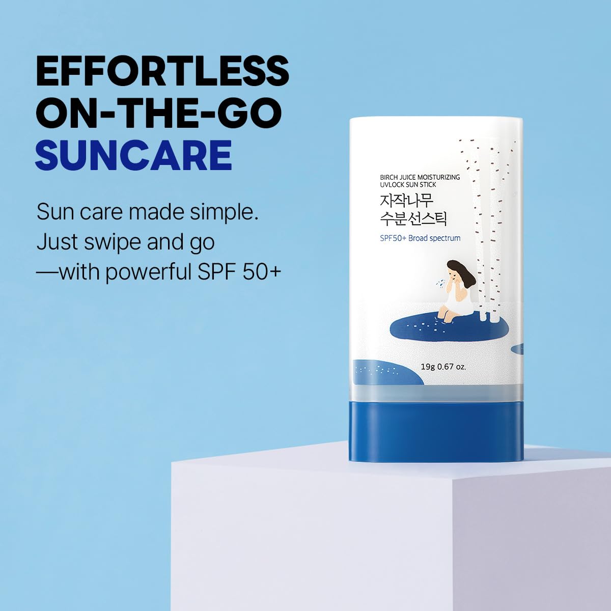 ROUND LAB Birch Juice Moisturizing UVLock Sun Stick 19g, 0.67oz. | Korean sunscreen, No White Cast, Strong UV Protection, portable sunscreen, Non-Toxic sunstick, Perfect for Outdoor activities
