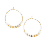 Frigotine Gold Boho Shell Beaded Hoop Earrings for Women, Retro Circle Mother of Pearl Handmade Lightweight Jewelry Christmas Holiday Beach Accessories Gift