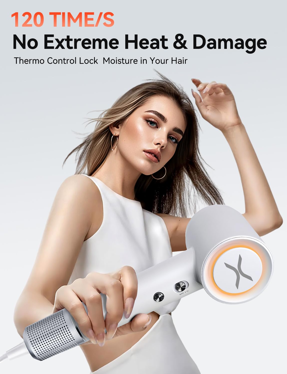 Hair Dryer,150000 RPM High-Speed Blow Dryer 500 Millions Negative Ionic Care Hair Dryer for Fast Drying, 51dB Low Noise Thermo-Control Hairdryer Nozzle for Children,Women,Men