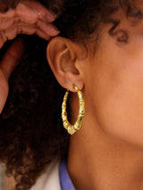 Party Jewelry 18K Gold Plated Lightweight Tube Bamboo Hoop Earrings for Women