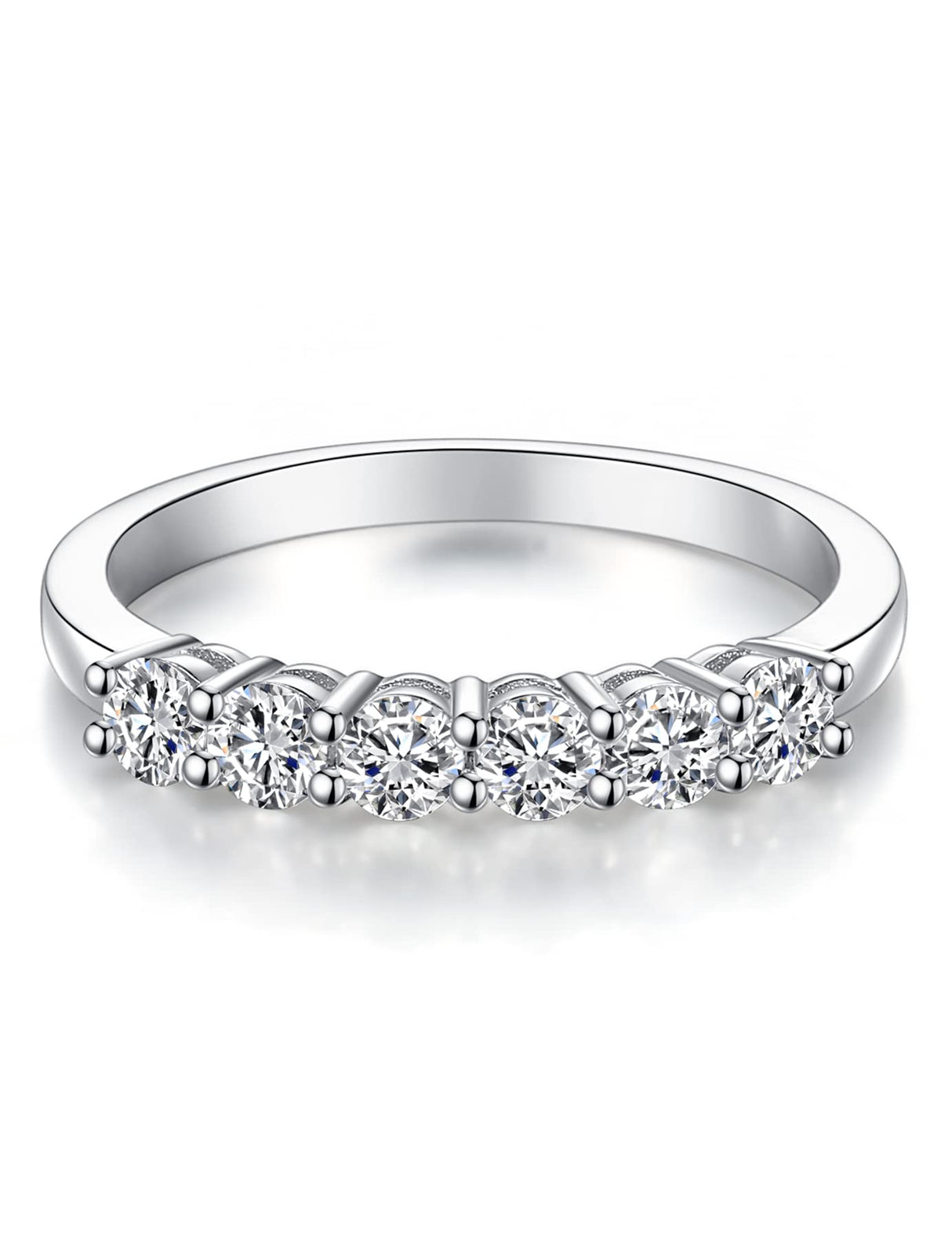 IMOLOVE Moissanite Wedding Band for Women Eternity Bands Moissanite Wedding Rings for Women Sterling Silver Ring Anniversary Band White Gold Plated Size 7
